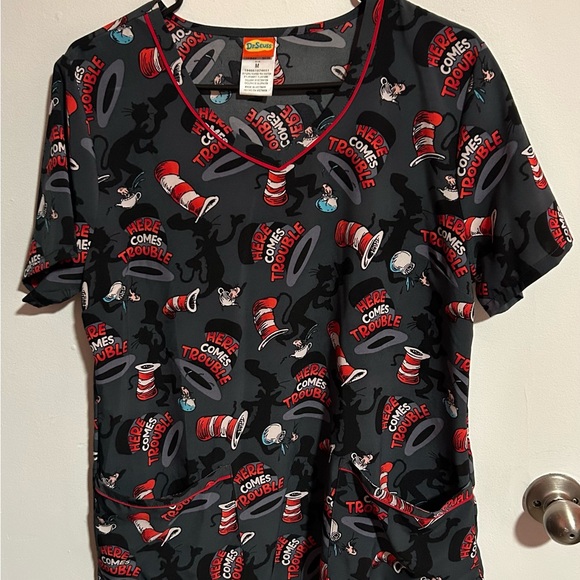 Dr. Seuss Cat in the Hat Scrub Top - Picture 1 of 6